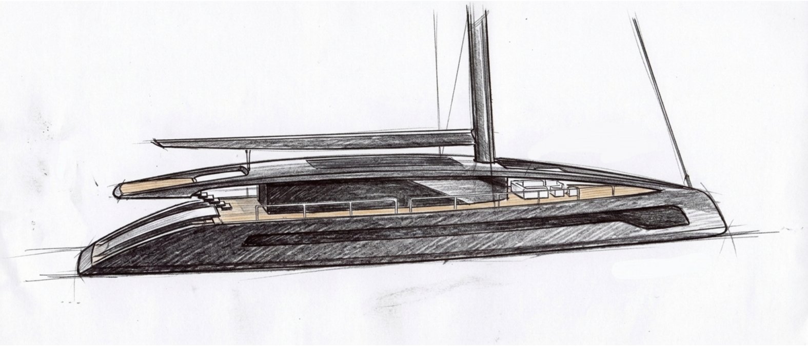 Profile pencil with detailed hatching, final design